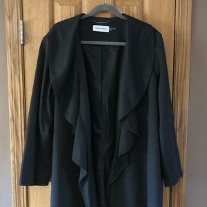 Calvin Klein Grey Ruffle Collar Blazer